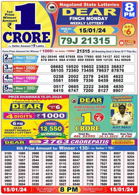 dear lottery result 15.04 22|dear 5 crore lottery result .